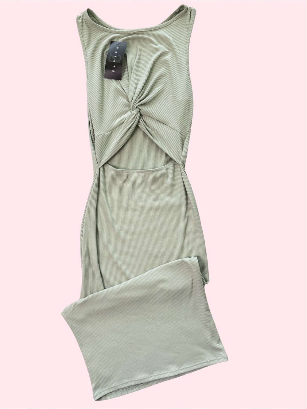 NWT 21 Saints Knot-Front Maxi Dress in Sage Green - Women's